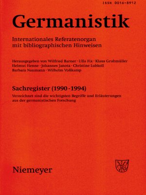cover image of Germanistik, Sachregister (1990-1994)